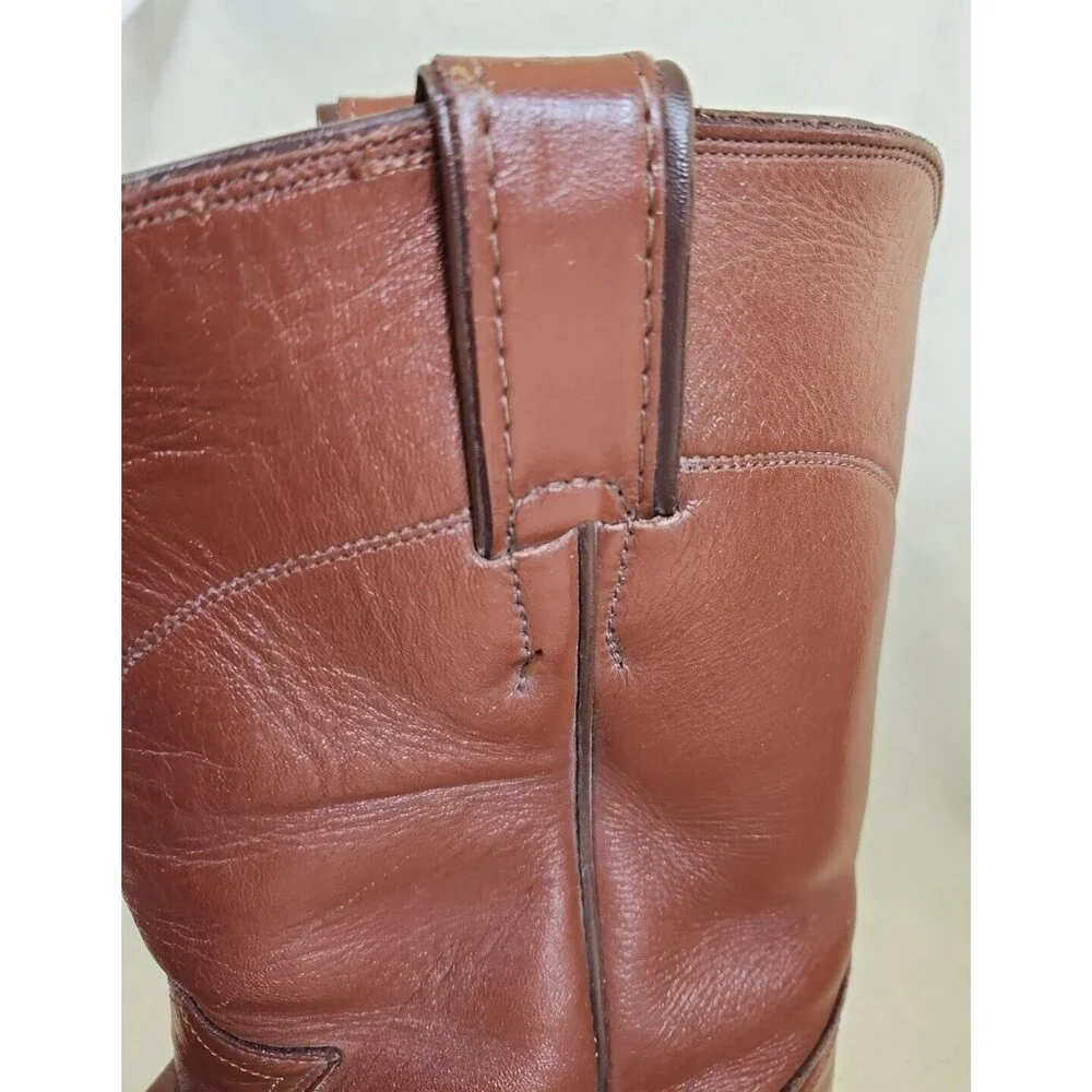 Justin Brown Leather Western Roper Cowboy Boots Men's Size 8.5 D Style 3404